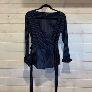 Dynamite | Wrap Around Navy & White Stripe Top